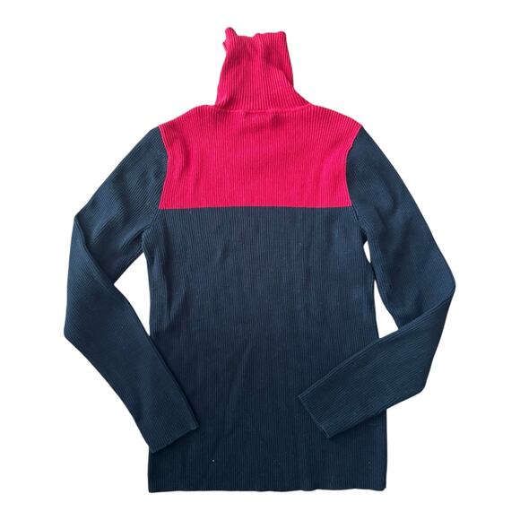 Ralph Lauren cotton color block ribbed turtleneck red black large - Picture 4 of 7